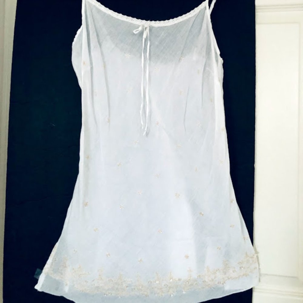 ANCHOR BLUE White tank top halter blouse, M NWOT
